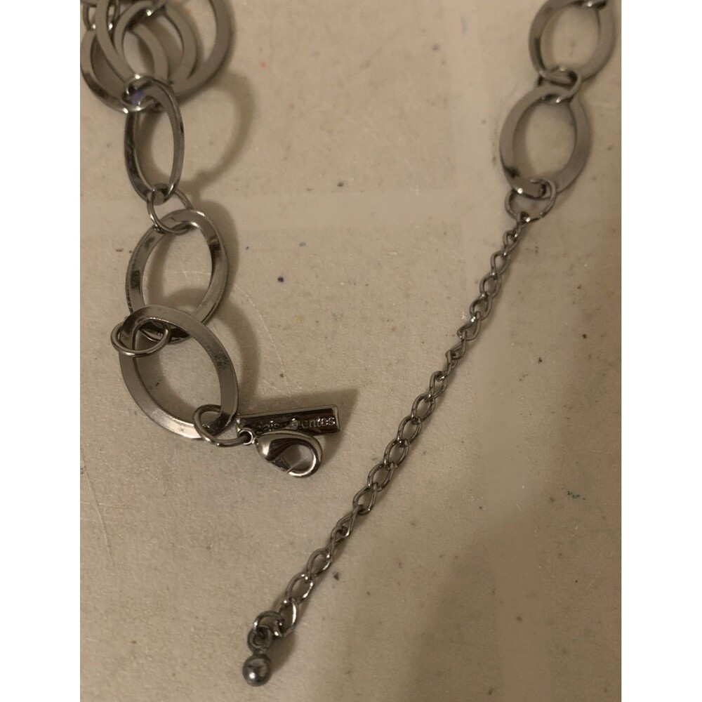 Daisy Fuentes Necklace Layered Triple Strand Gun Metal Black Oval 19-21” Modern - Picture 5 of 5